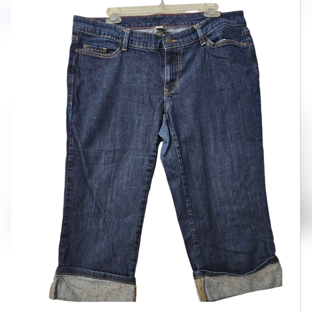 Old navy Cropped cuffed navy blue jeans SZ 16